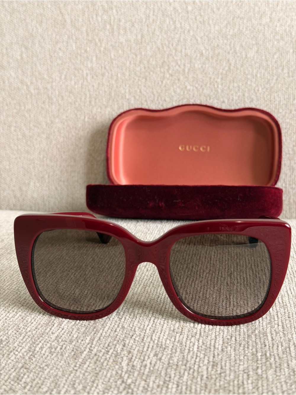 Gucci Burgundy Oversized Square Sunglasses